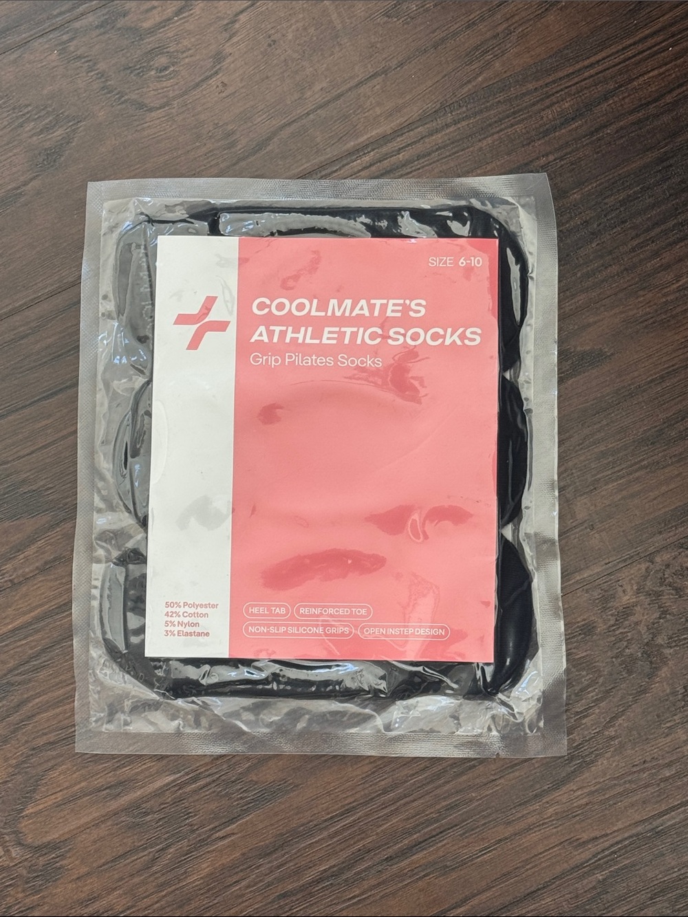 Coolmate's Black Athletic Grip Pilates Socks - Size 6-10